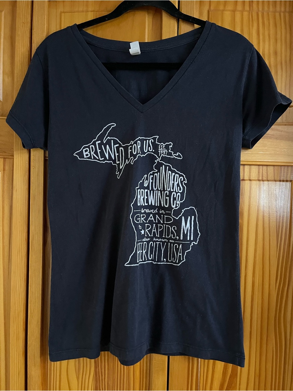 Founders Brewing Co. Navy V-Neck Tee